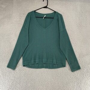 Anthropologie Sweater Womens M Green Textured Knit V‎ Neck Pullover Lightweight